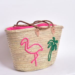 Marrokanischer Korb mit Flamingo